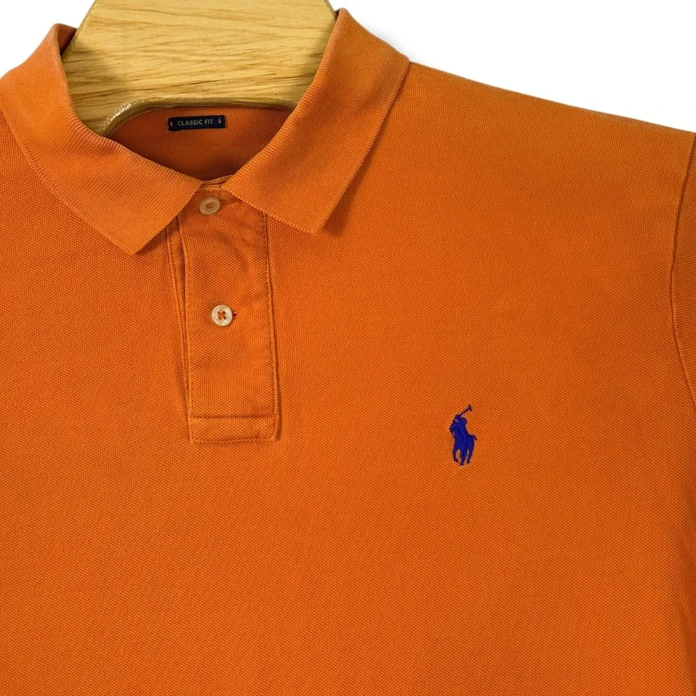 Polo Ralph Lauren Polo Shirt Men XL Orange Classic Fit Short Sleeve Pique Golf